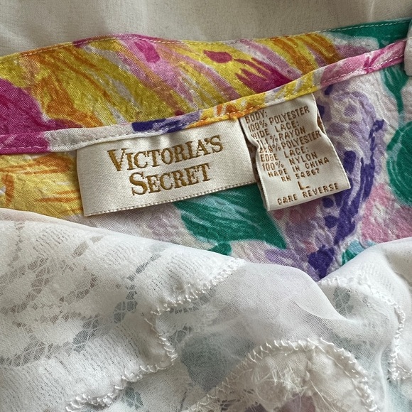 Vintage retro Y2K Victorias Secret gold label floral slip teddy night gown L - Picture 9 of 9